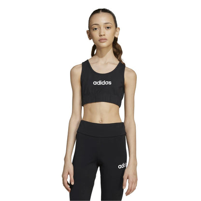 Black-White - Side - Adidas Girls Linear Sports Bra
