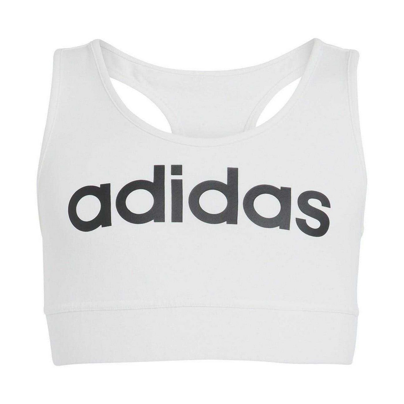 White-Black - Front - Adidas Girls Linear Sports Bra