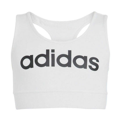White-Black - Front - Adidas Girls Linear Sports Bra