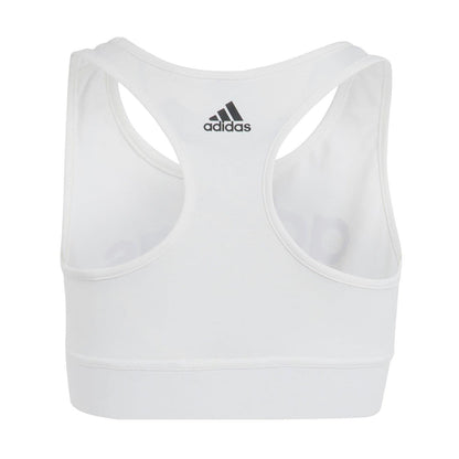 White-Black - Back - Adidas Girls Linear Sports Bra
