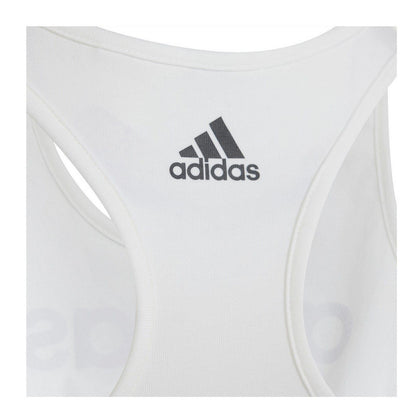 White-Black - Side - Adidas Girls Linear Sports Bra