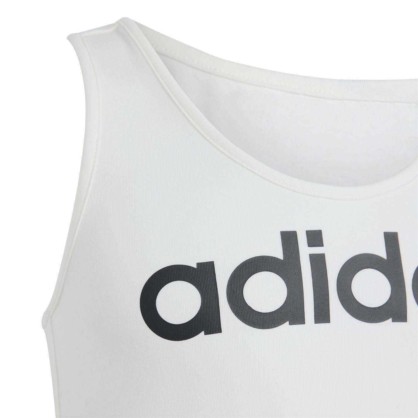 White-Black - Lifestyle - Adidas Girls Linear Sports Bra