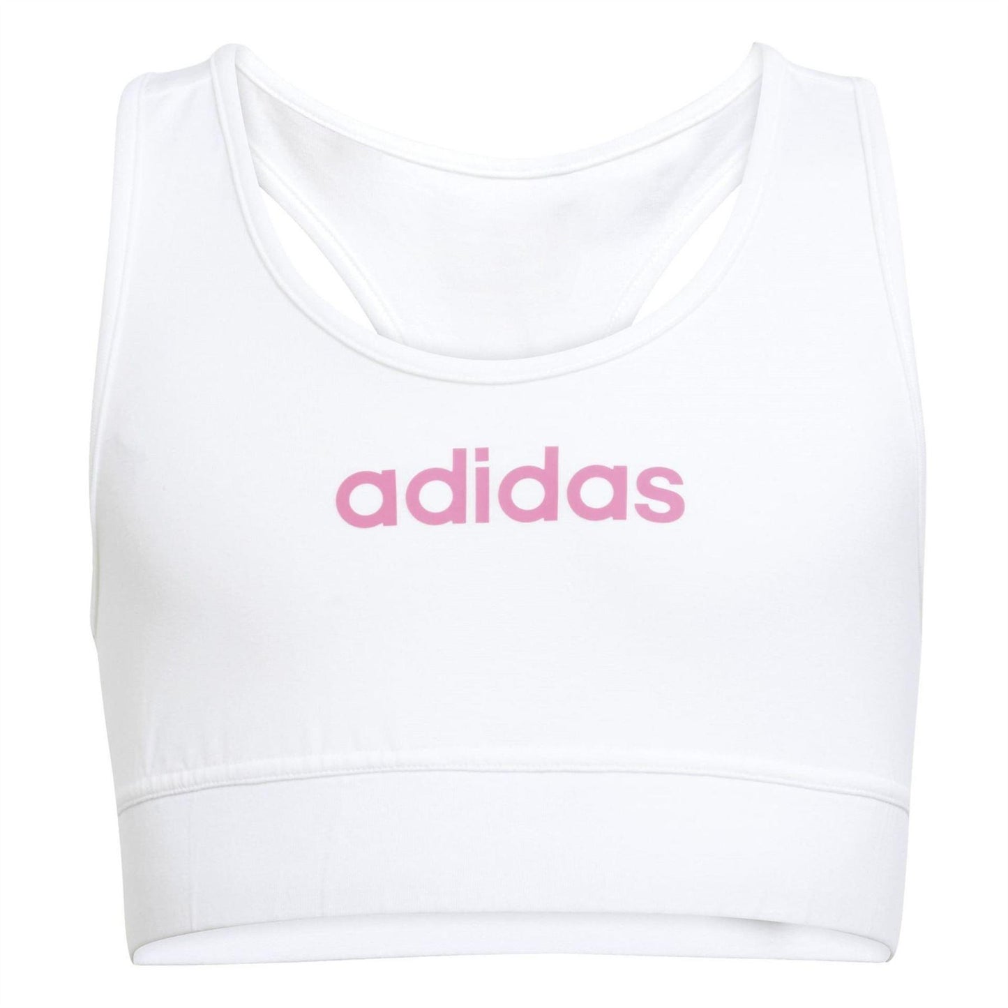White-Pink - Front - Adidas Girls Linear Sports Bra