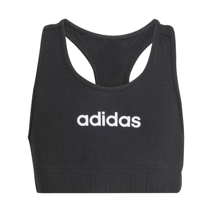 Black-White - Front - Adidas Girls Linear Sports Bra