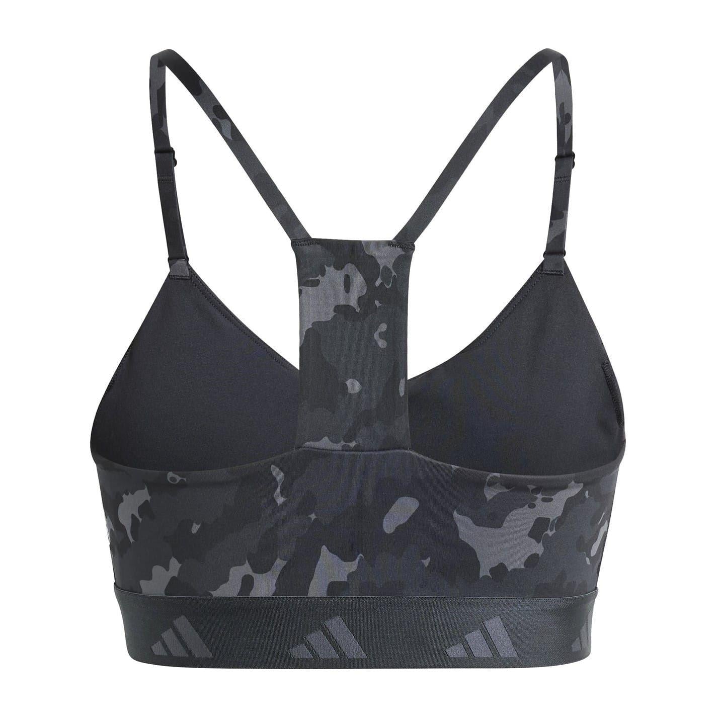 Grey-Carbon Camo - Back - Adidas Womens-Ladies Camouflage Sports Bra