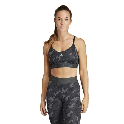 Grey-Carbon Camo - Side - Adidas Womens-Ladies Camouflage Sports Bra