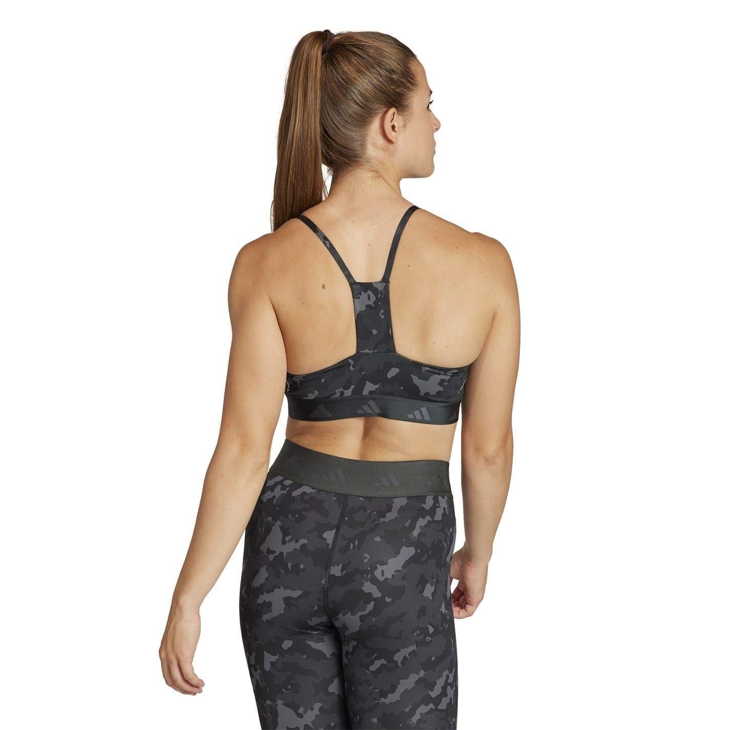 Grey-Carbon Camo - Lifestyle - Adidas Womens-Ladies Camouflage Sports Bra