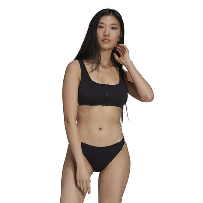 Black - Lifestyle - Adidas Womens-Ladies Originals Zip Front Bikini Top