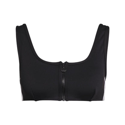 Black - Front - Adidas Womens-Ladies Originals Zip Front Bikini Top