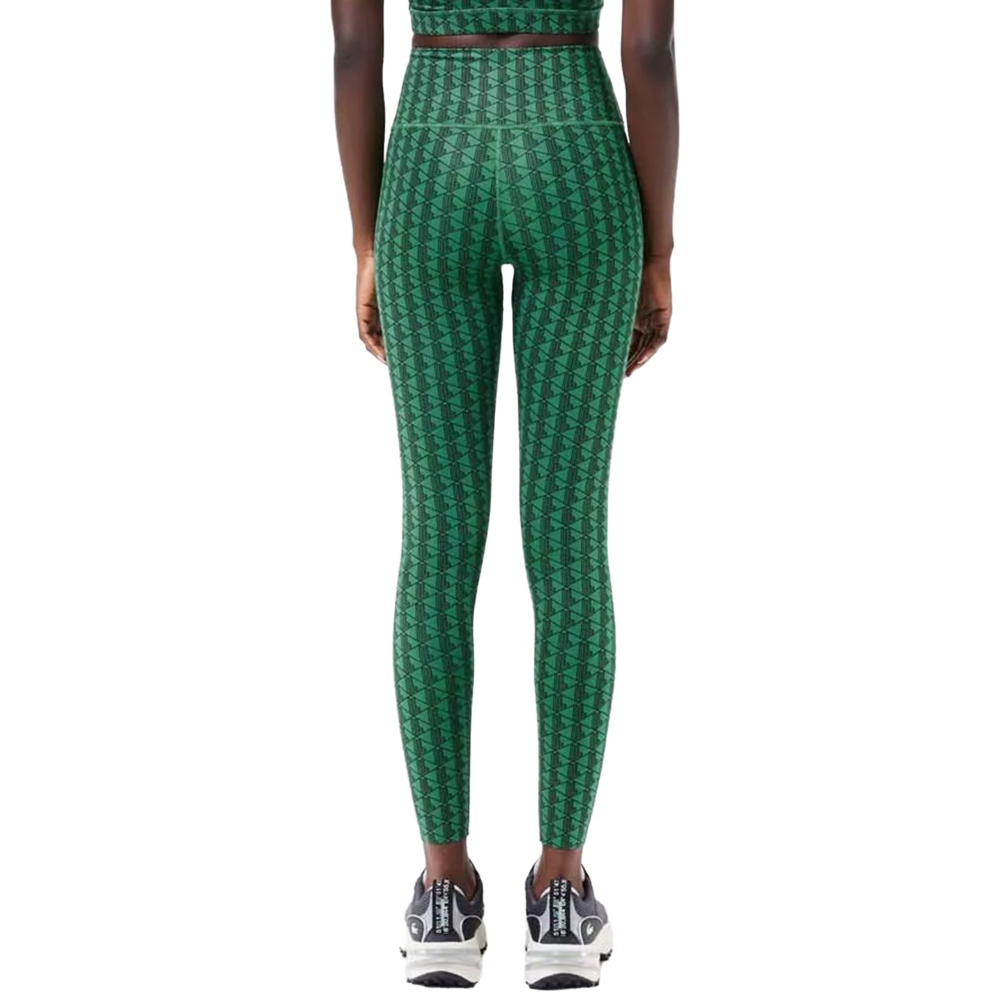 Green - Back - Lacoste Womens-Ladies Monogram Sport Leggings
