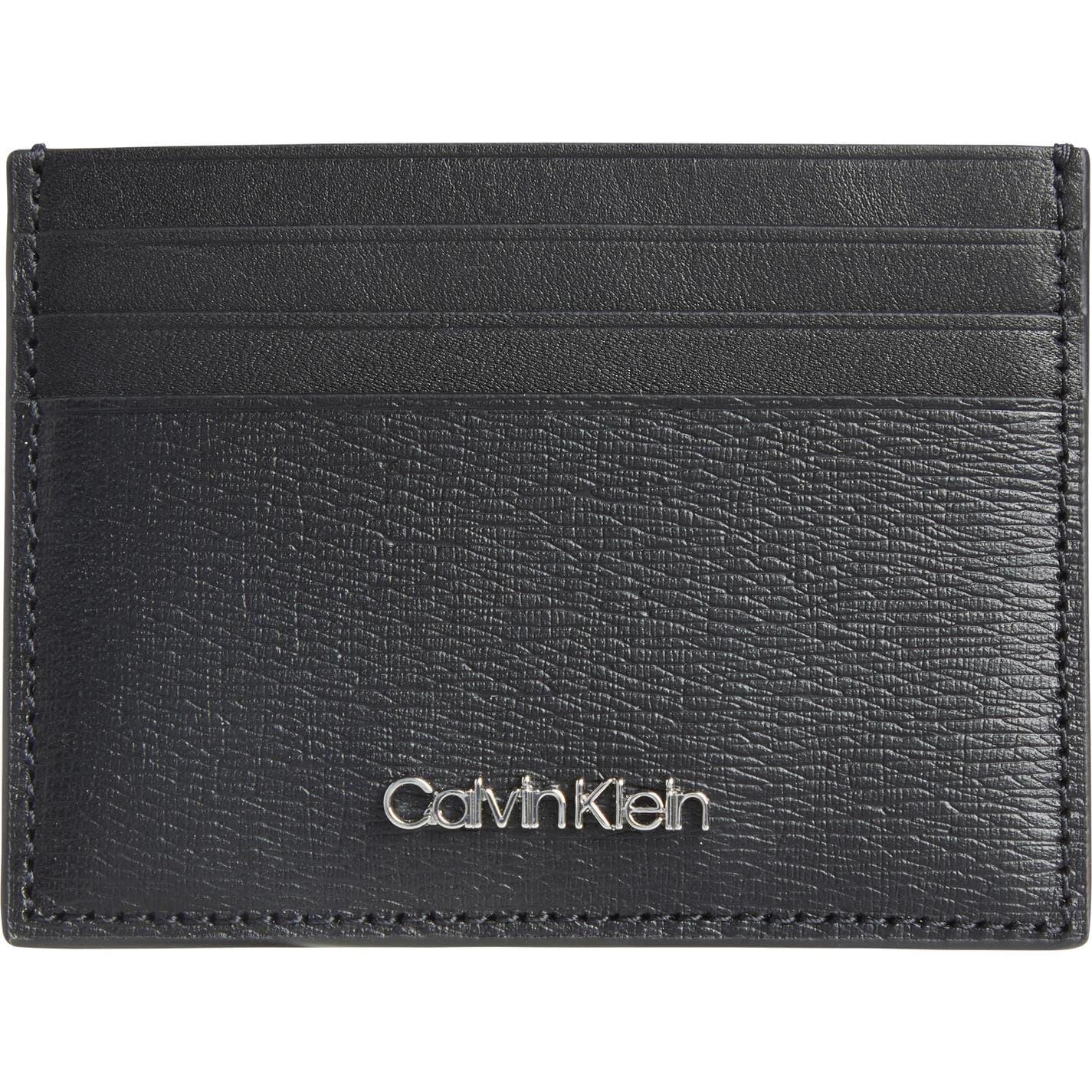 Black - Front - Calvin Klein Minimalism Leather Card Holder