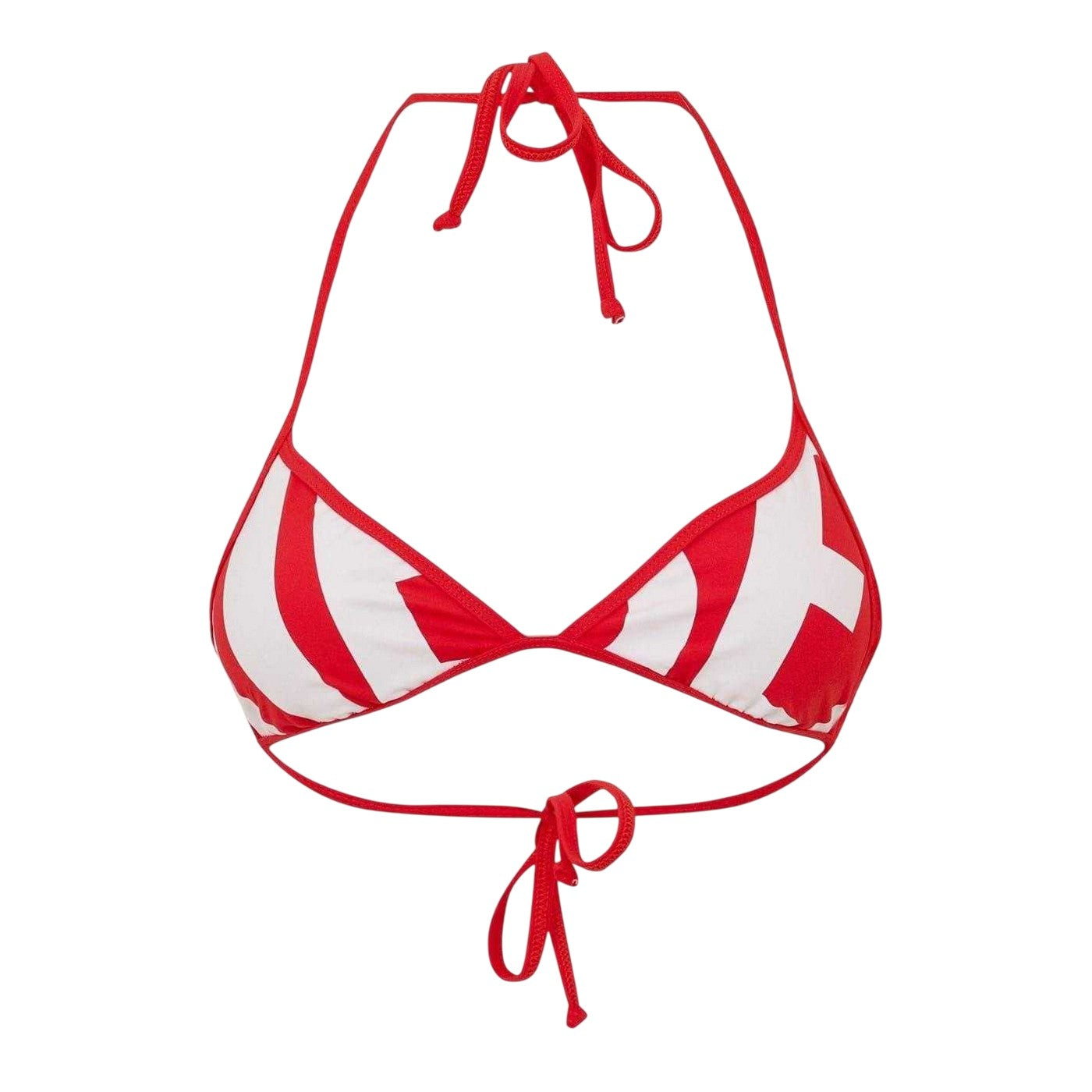 Red - Front - Diesel Womens-Ladies Striped Bikini Top