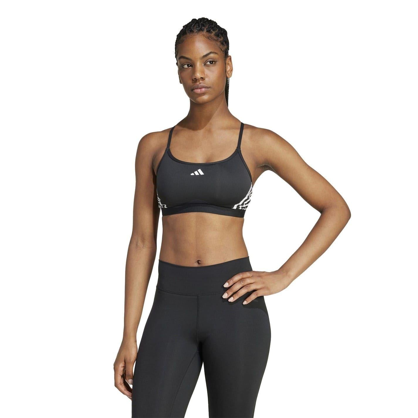 Black-White - Side - Adidas Womens-Ladies Aeroreact Sports Bra
