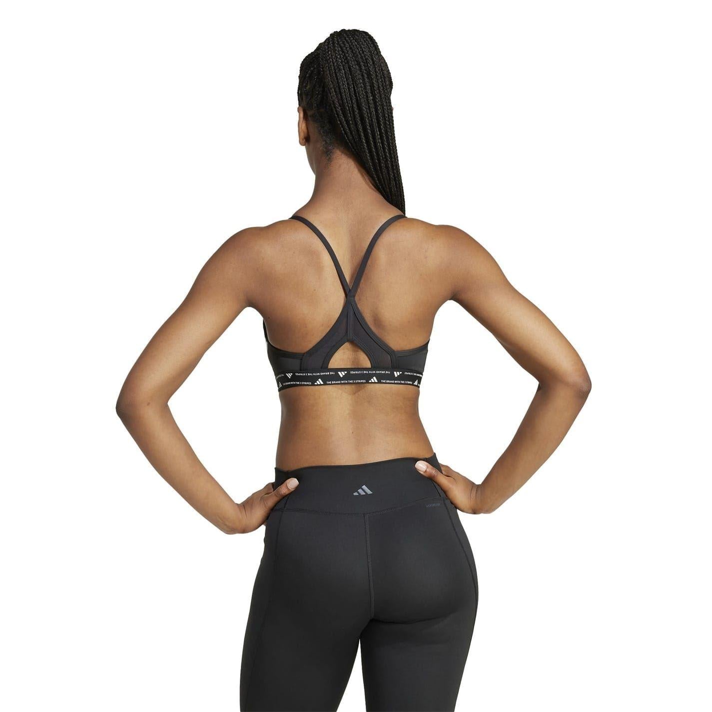 Black-White - Lifestyle - Adidas Womens-Ladies Aeroreact Sports Bra