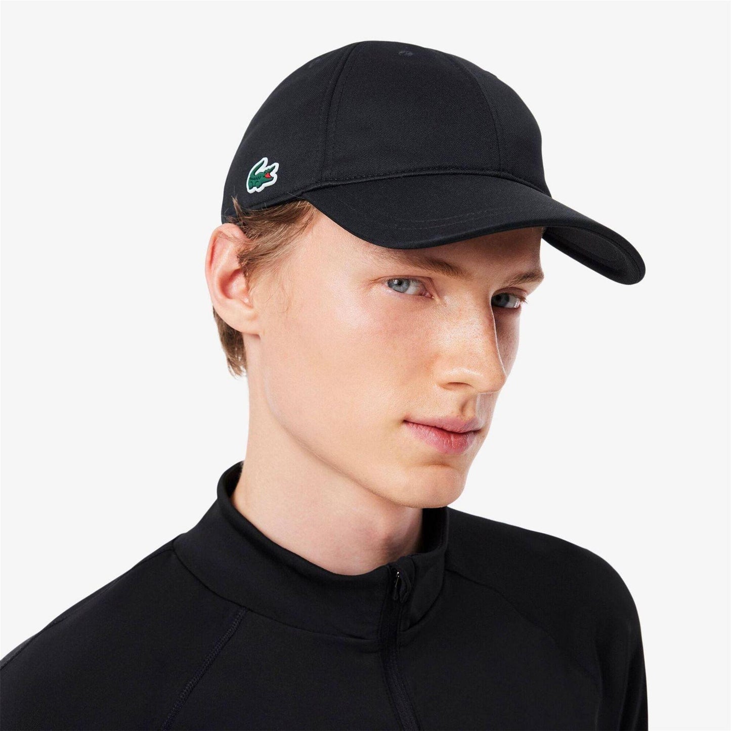 Black - Side - Lacoste Unisex Adult Tech Logo Cotton Twill Baseball Cap