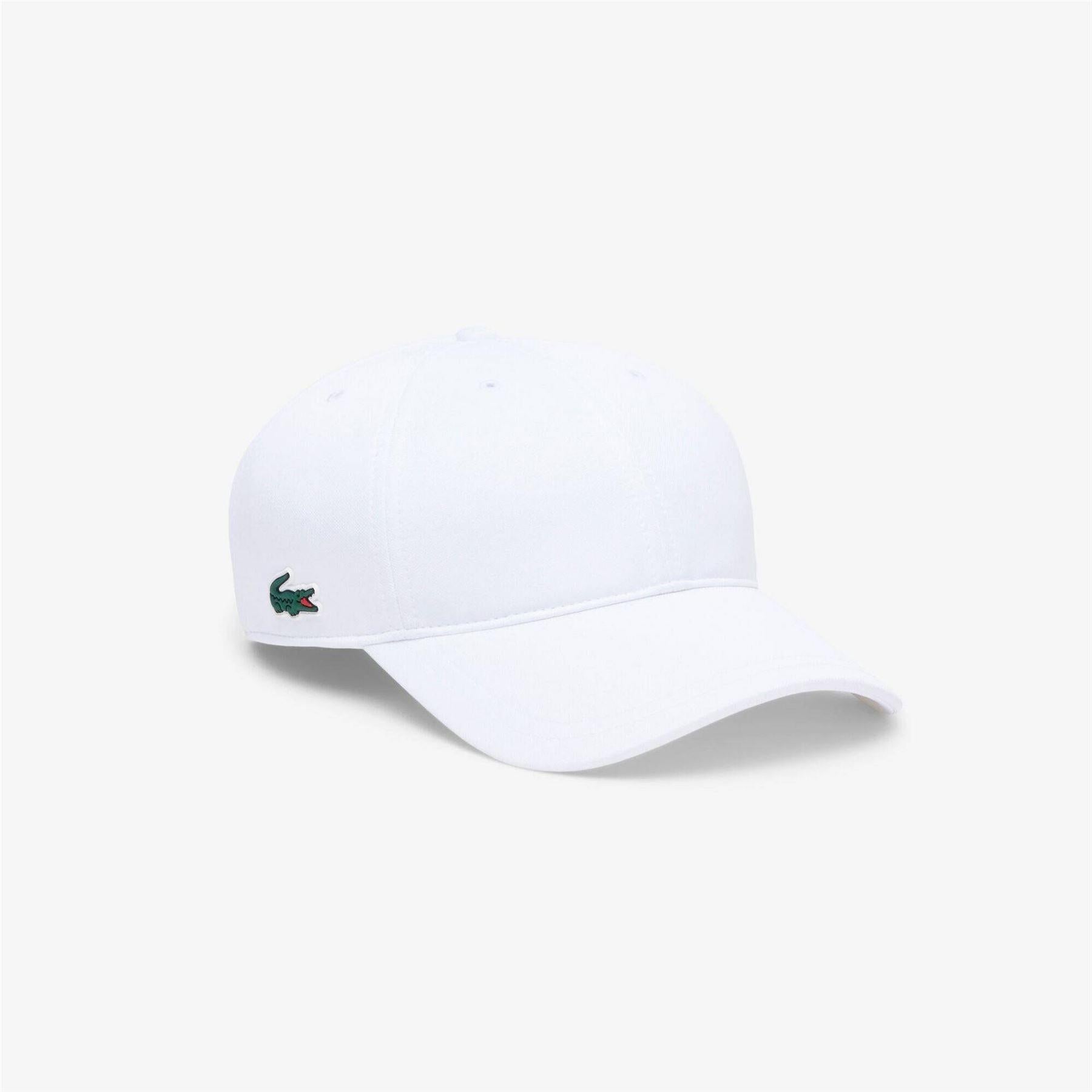 White - Front - Lacoste Unisex Adult Tech Logo Cotton Twill Baseball Cap