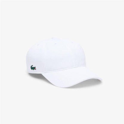 White - Front - Lacoste Unisex Adult Tech Logo Cotton Twill Baseball Cap