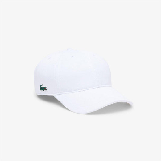 White - Front - Lacoste Unisex Adult Tech Logo Cotton Twill Baseball Cap