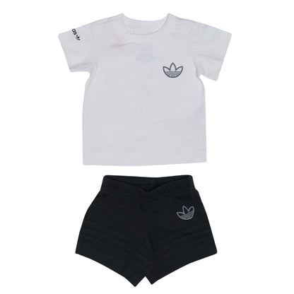 White - Front - Adidas Baby Collection Trefoil T-Shirt & Shorts Set