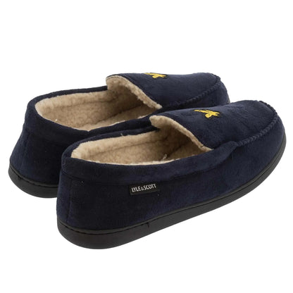 Navy - Back - Lyle & Scott Mens Aspen Moccasin Slippers