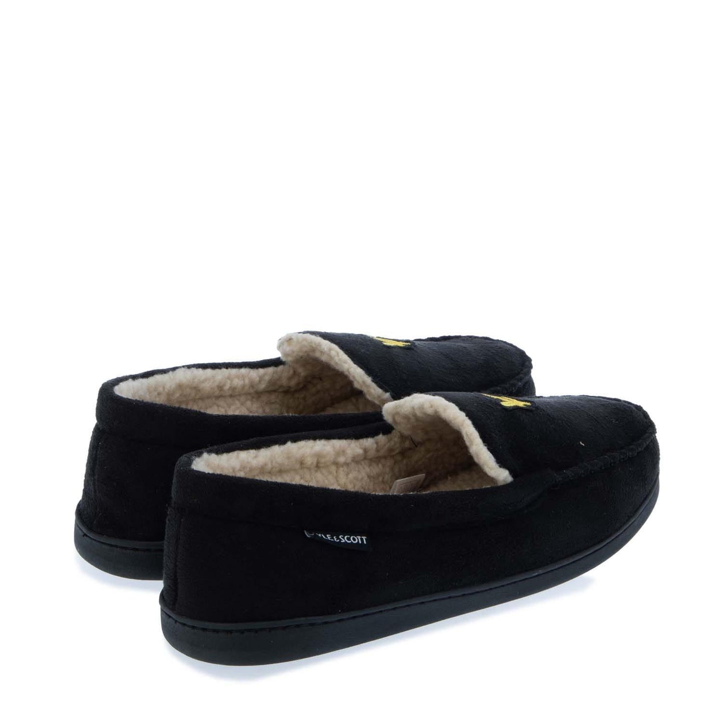 Black - Back - Lyle & Scott Mens Aspen Moccasin Slippers