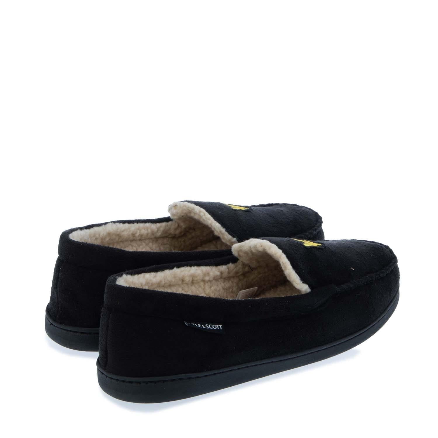 Black - Back - Lyle & Scott Mens Aspen Moccasin Slippers
