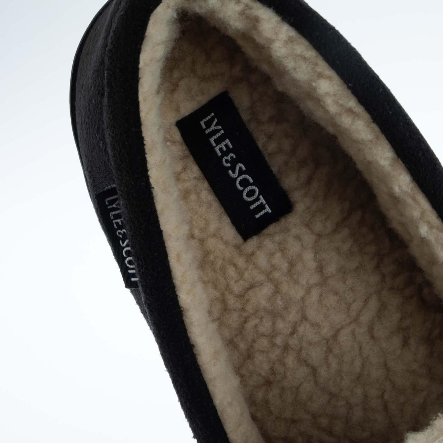 Black - Pack Shot - Lyle & Scott Mens Aspen Moccasin Slippers