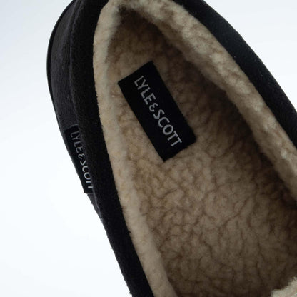 Black - Pack Shot - Lyle & Scott Mens Aspen Moccasin Slippers