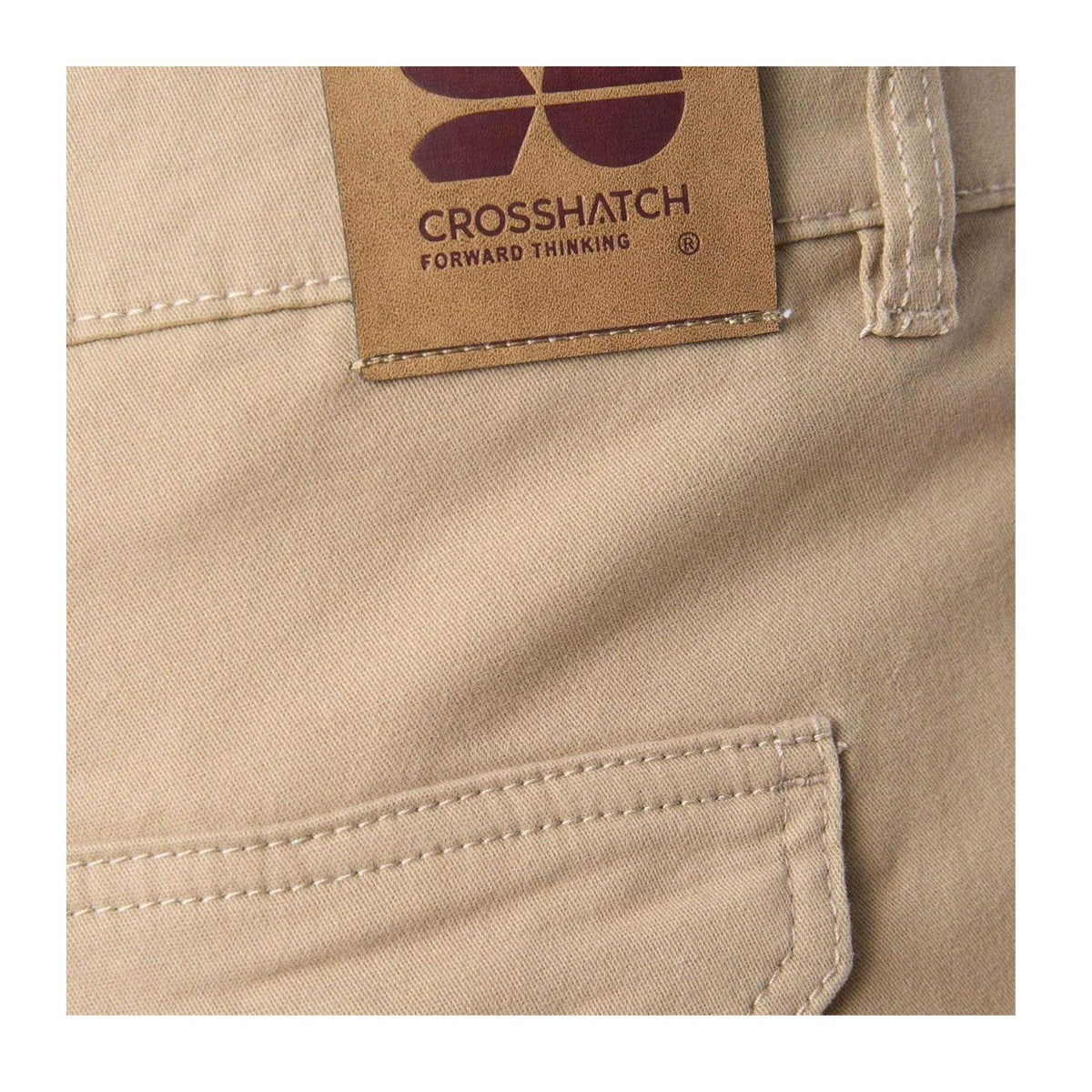 Stone - Side - Crosshatch Mens Casual Cargo Trousers