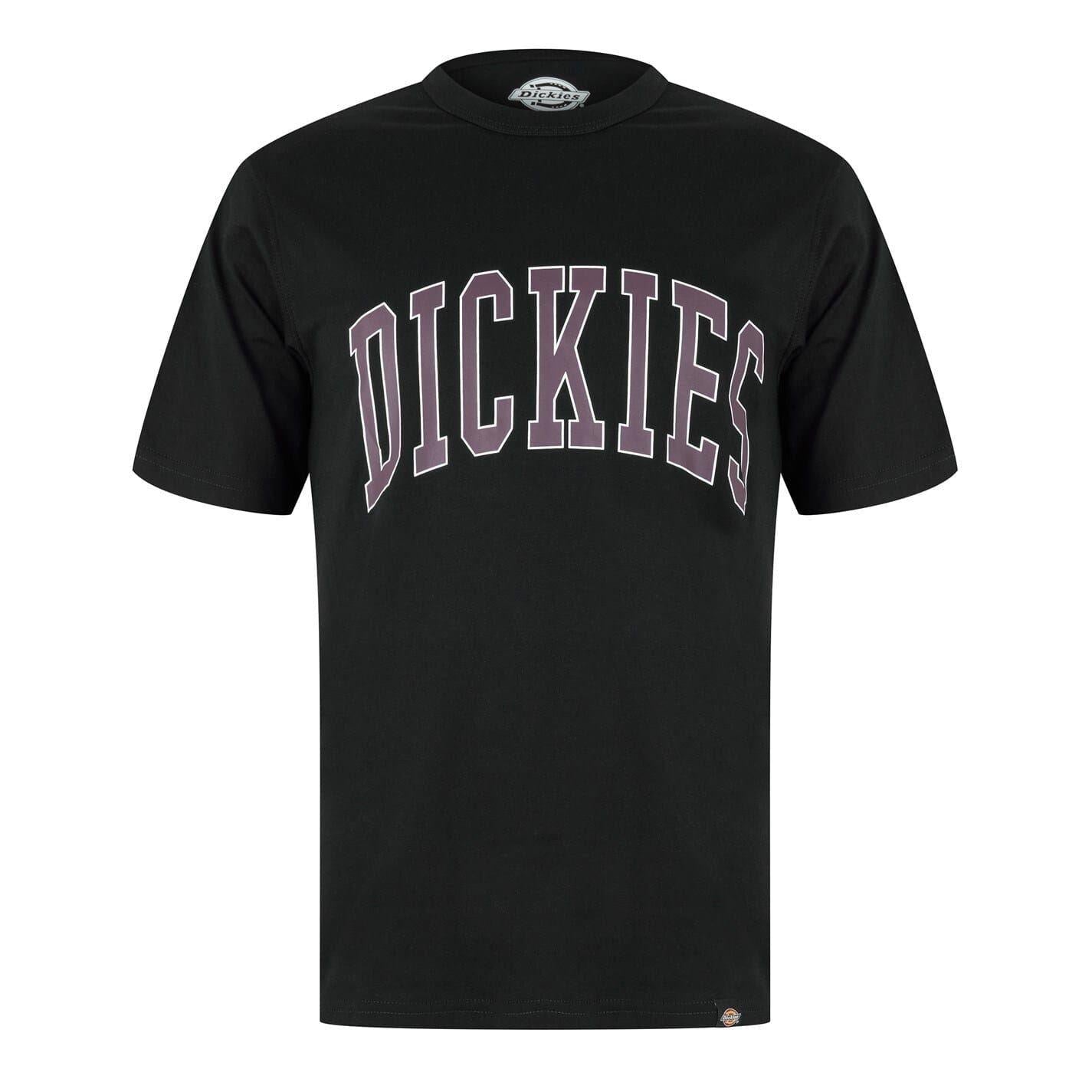 Black - Front - Dickies Mens Arched Logo Cotton T-Shirt