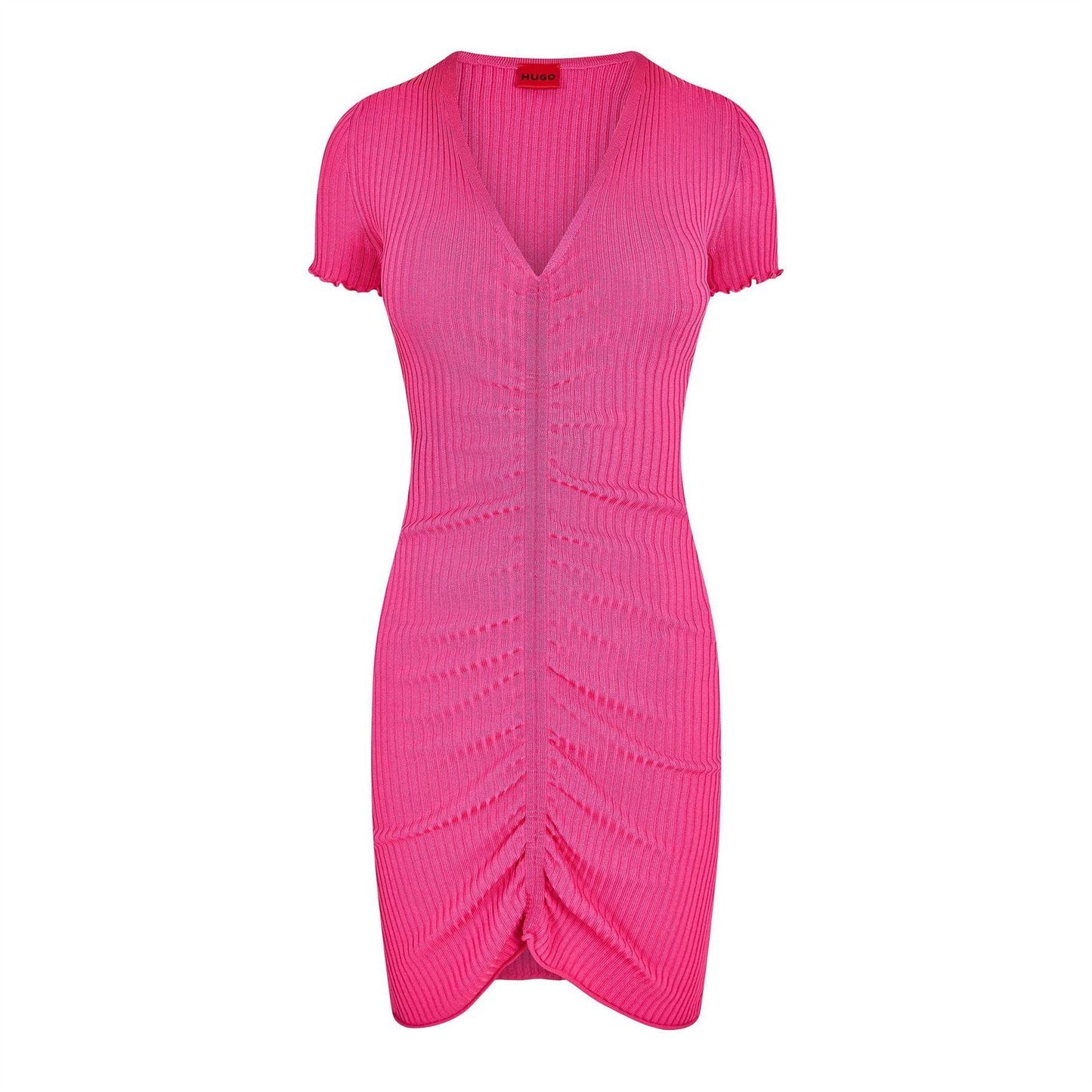 Bright Pink - Front - Hugo Womens-Ladies Slisery Ruched Front Mini Dress