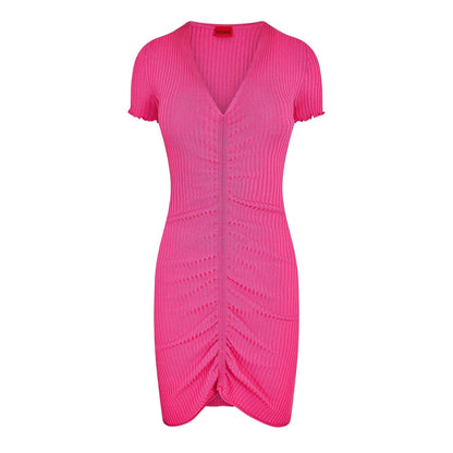 Bright Pink - Front - Hugo Womens-Ladies Slisery Ruched Front Mini Dress