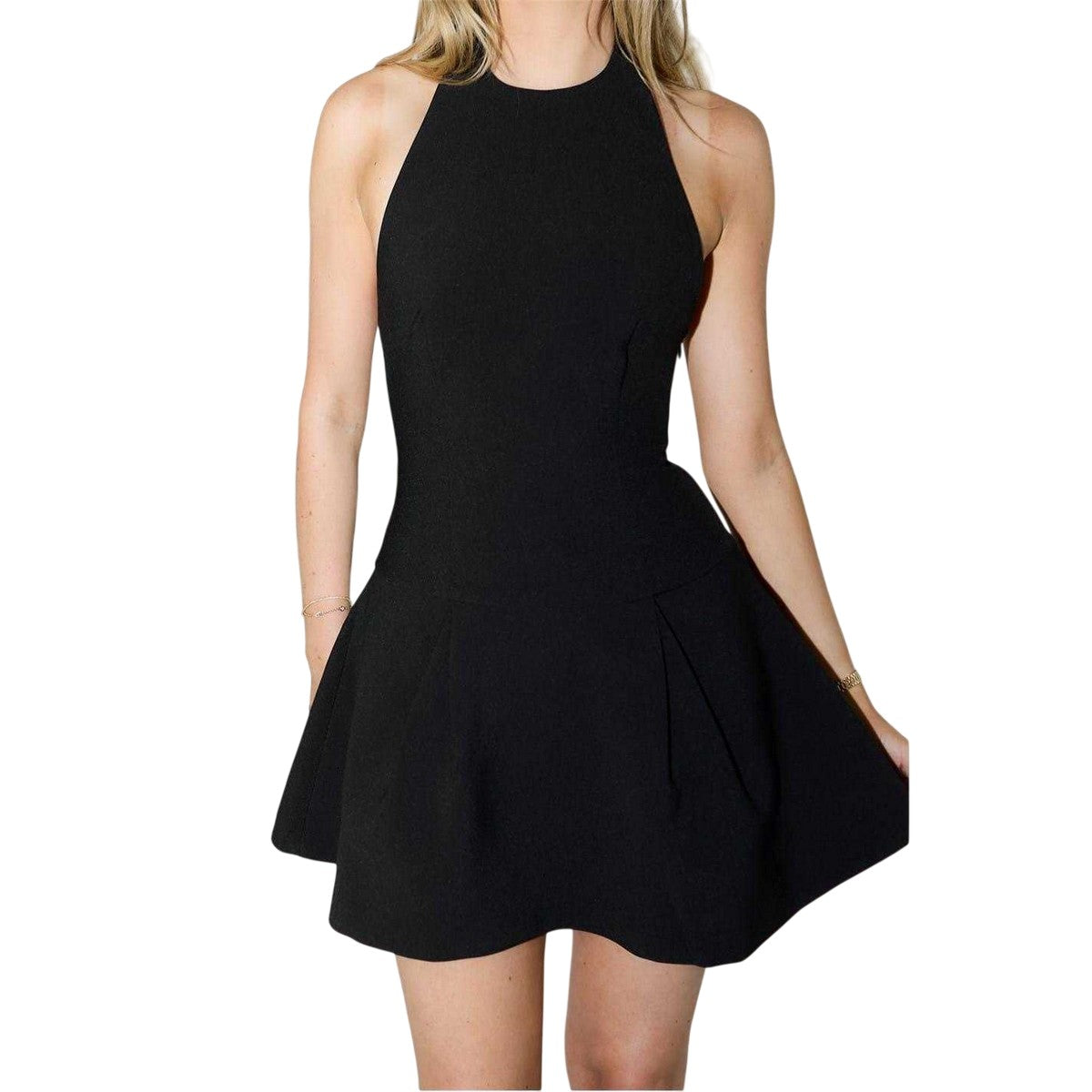 Black - Back - Muse Womens-Ladies Fitted And Flared Mini Dress