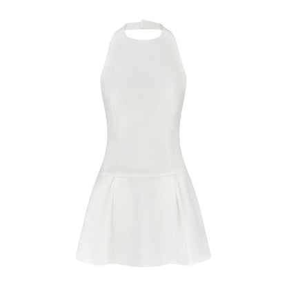 White - Front - Muse Womens-Ladies Fitted And Flared Mini Dress