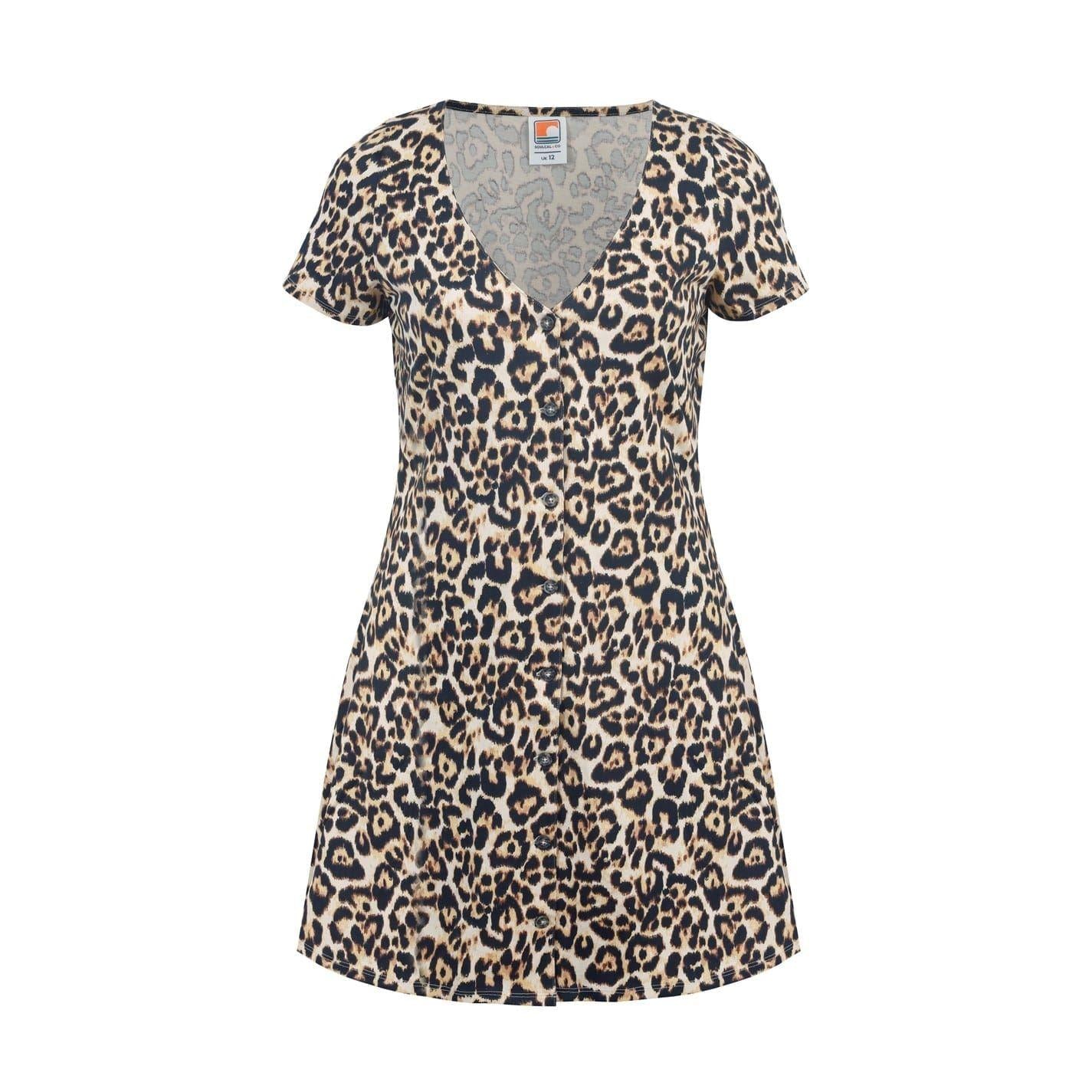 Leopard - Front - SoulCal Womens-Ladies Regular Short-Sleeved Mini Dress