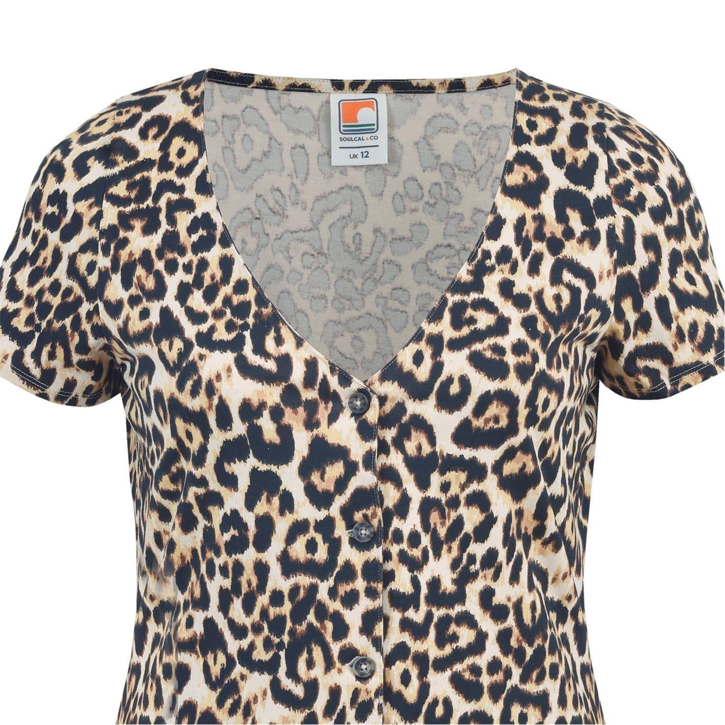 Leopard - Lifestyle - SoulCal Womens-Ladies Regular Short-Sleeved Mini Dress