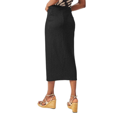 Black - Pack Shot - Edited Womens-Ladies Twist Knot Polyester Blend Midi Skirt