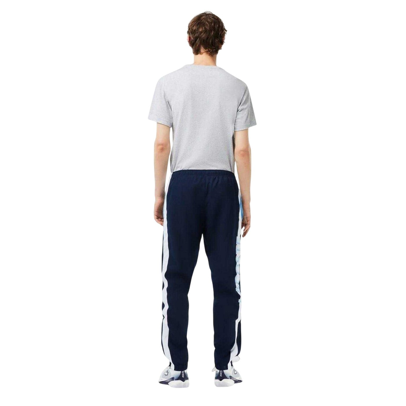 Navy Blue-White - Back - Lacoste Mens Slim Joggers