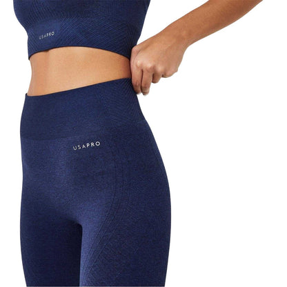 Navy - Side - USA Womens-Ladies Pro Cropped 3-4 Leggings
