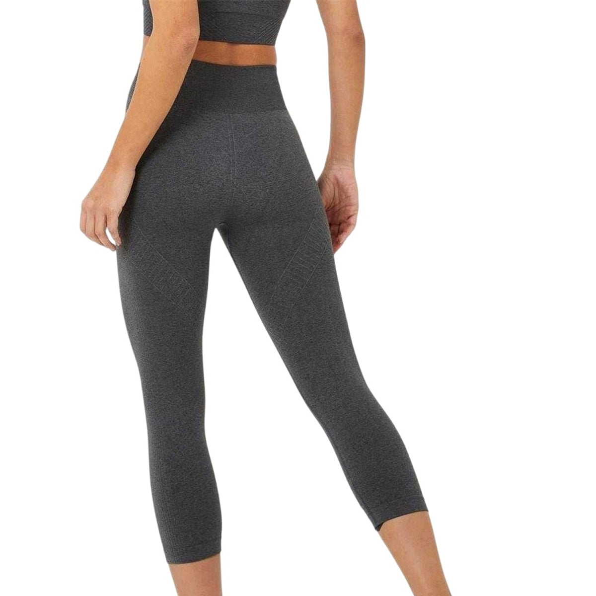 Charcoal Marl - Back - USA Womens-Ladies Pro Cropped 3-4 Leggings