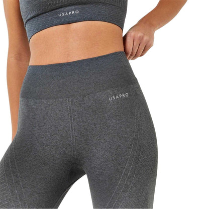 Charcoal Marl - Side - USA Womens-Ladies Pro Cropped 3-4 Leggings