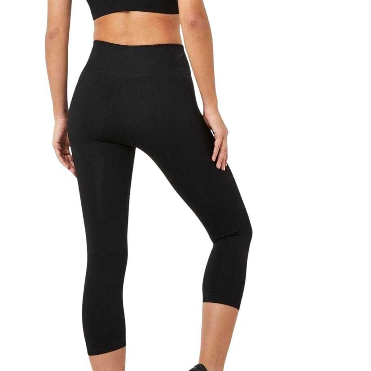 Black - Back - USA Womens-Ladies Pro Cropped 3-4 Leggings