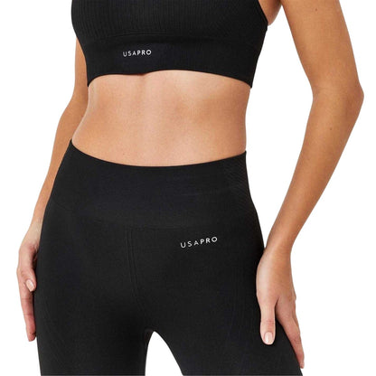 Black - Side - USA Womens-Ladies Pro Cropped 3-4 Leggings
