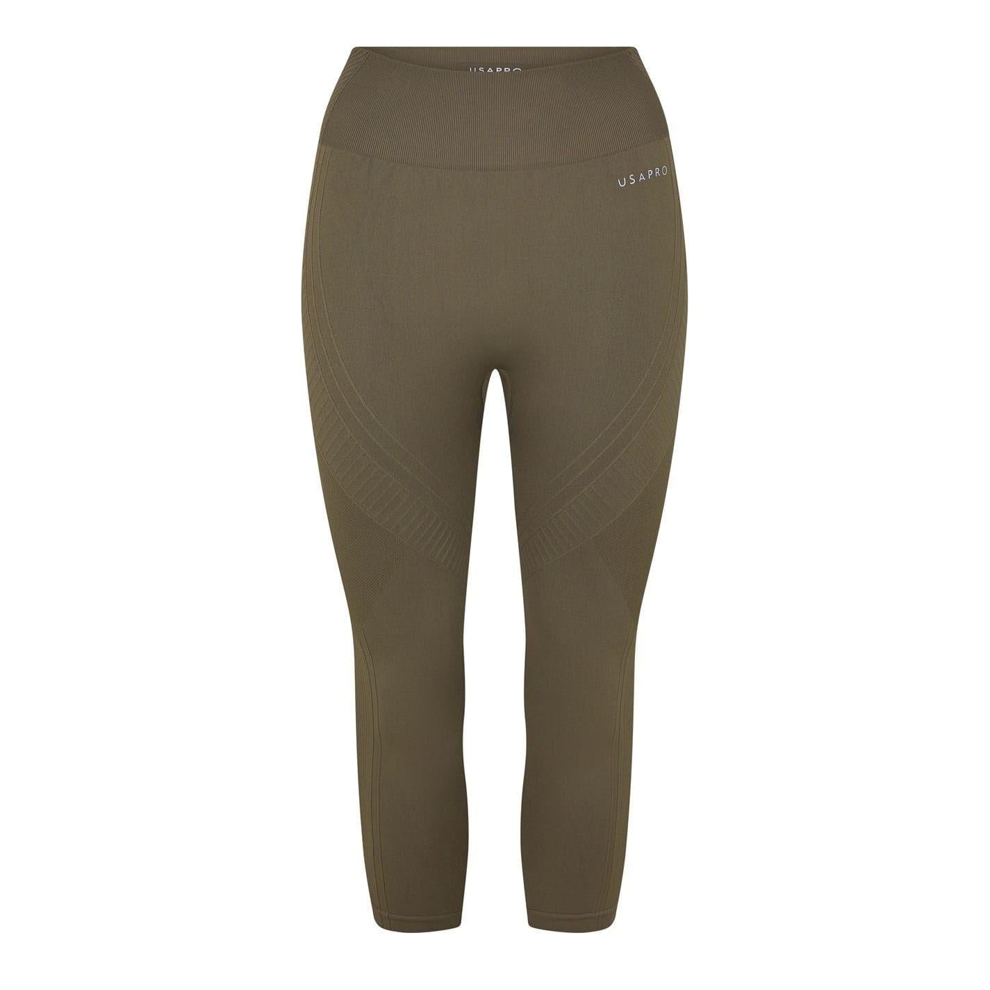 Ash - Front - USA Womens-Ladies Pro Cropped 3-4 Leggings
