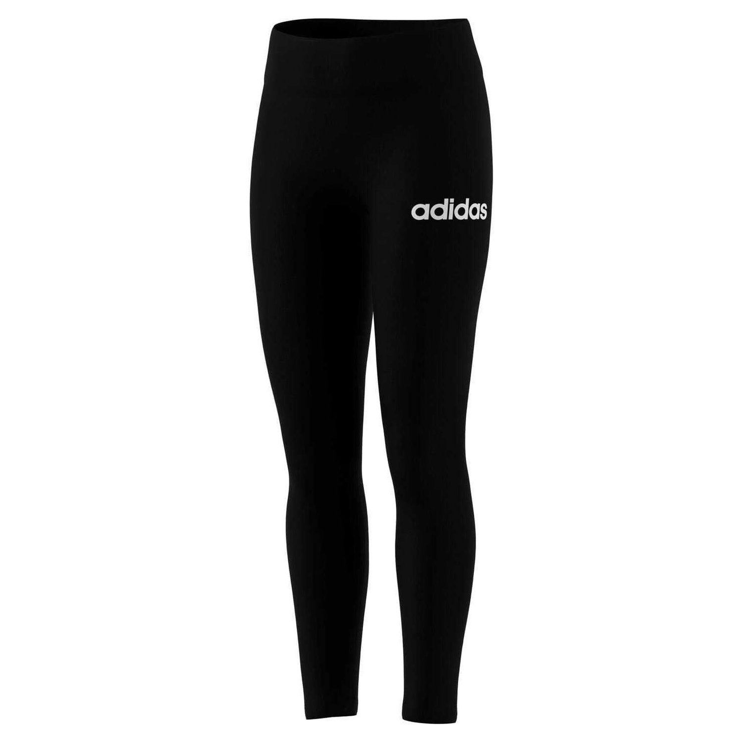 Black-White - Side - Adidas Girls Essentials Linear Leggings