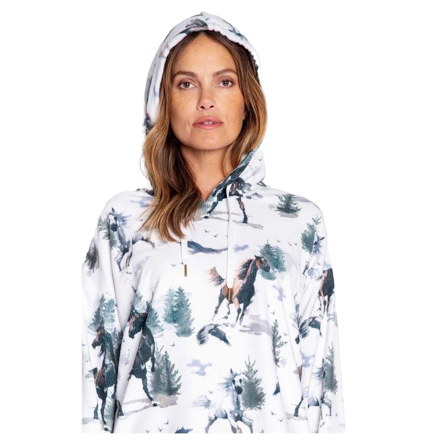 Off White - Side - PJ Salvage Womens-Ladies Scenic Relaxed Fit Drawstring Hoodie