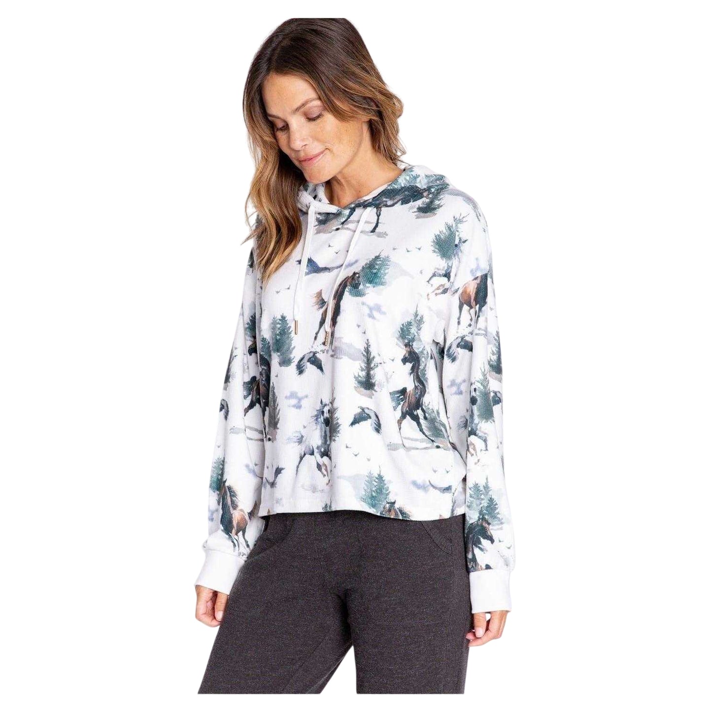 Off White - Lifestyle - PJ Salvage Womens-Ladies Scenic Relaxed Fit Drawstring Hoodie