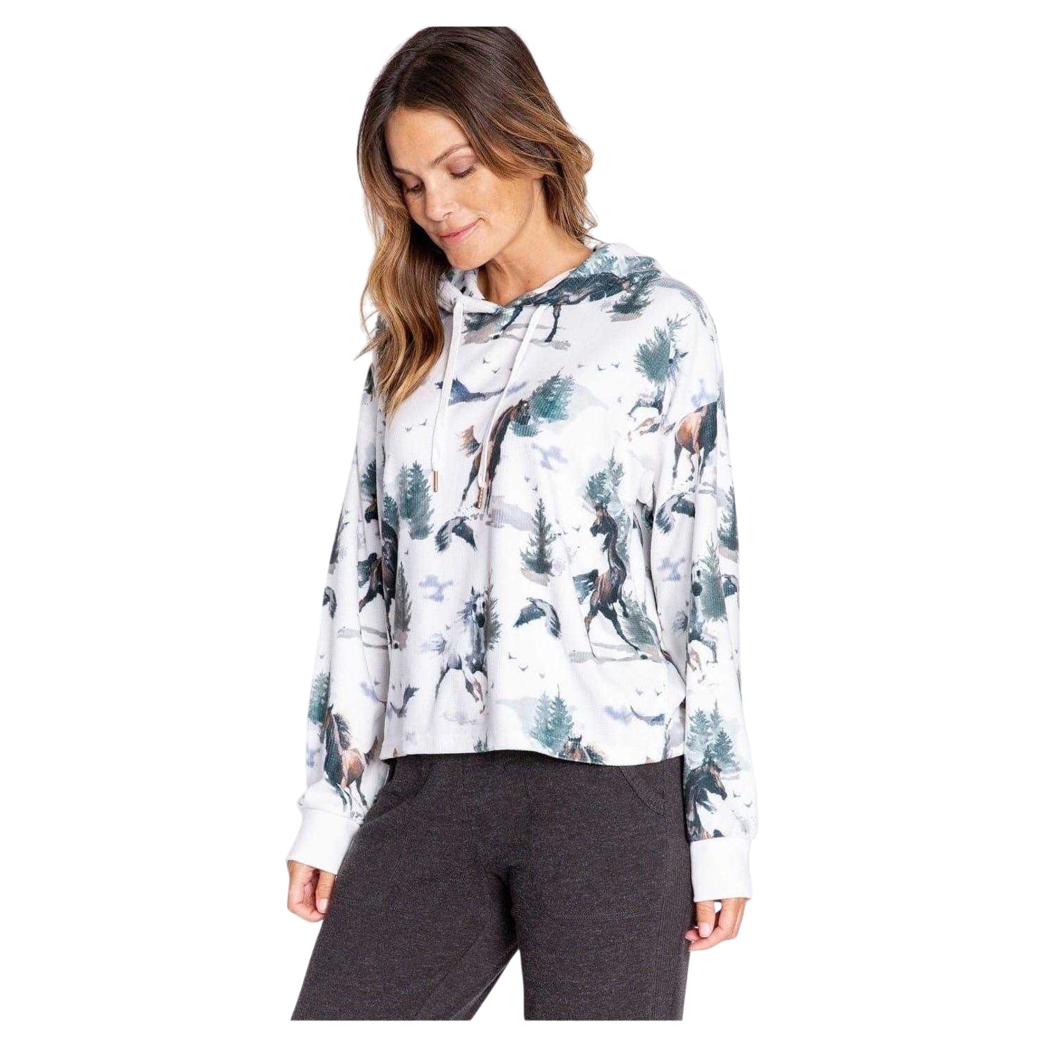 Off White - Lifestyle - PJ Salvage Womens-Ladies Scenic Relaxed Fit Drawstring Hoodie