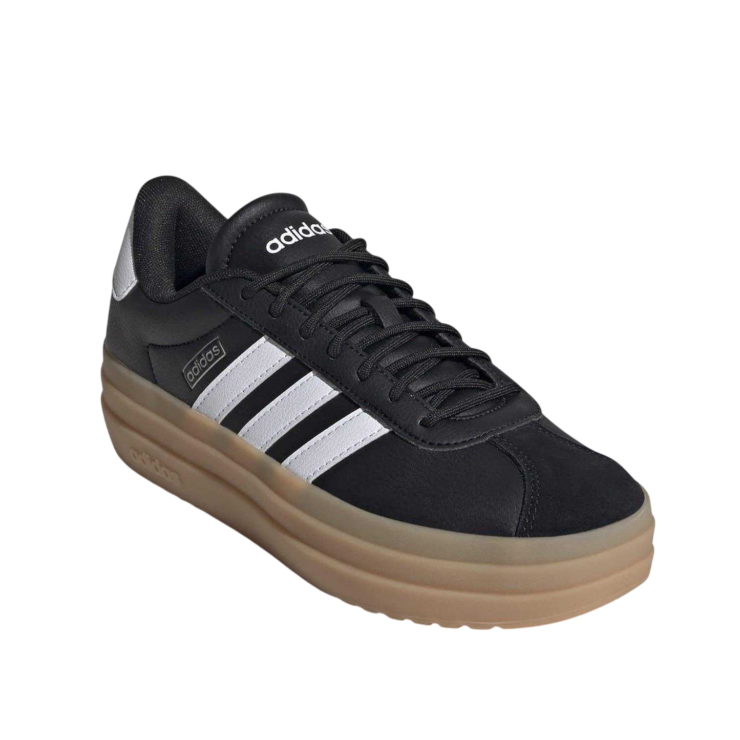Black-White-Gum - Front - Adidas Womens-Ladies Court Bold Leather Trainers