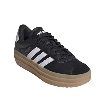 Black-White-Gum - Front - Adidas Womens-Ladies Court Bold Leather Trainers